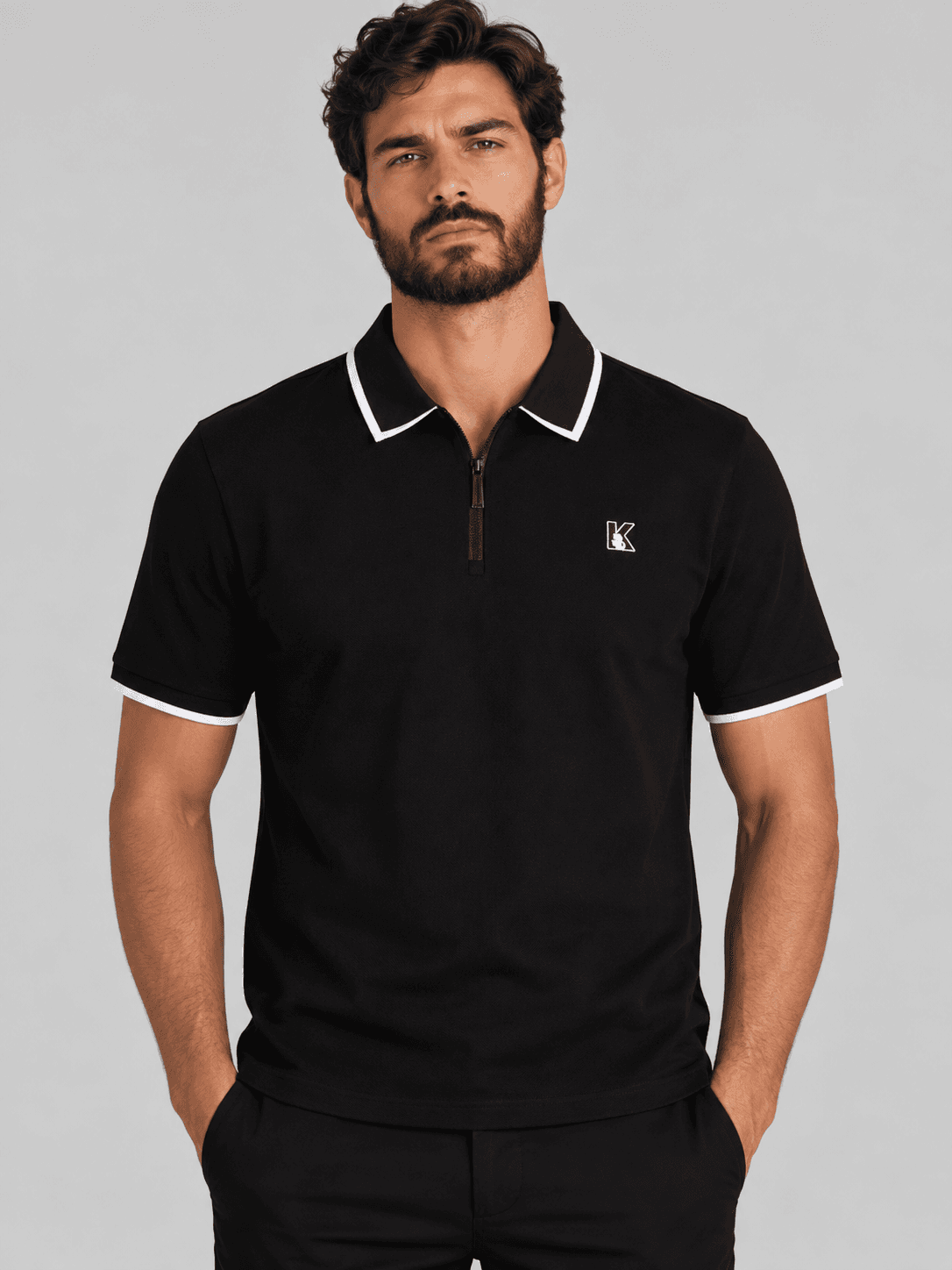 Polo Negro Hombre Karl Lagerfeld