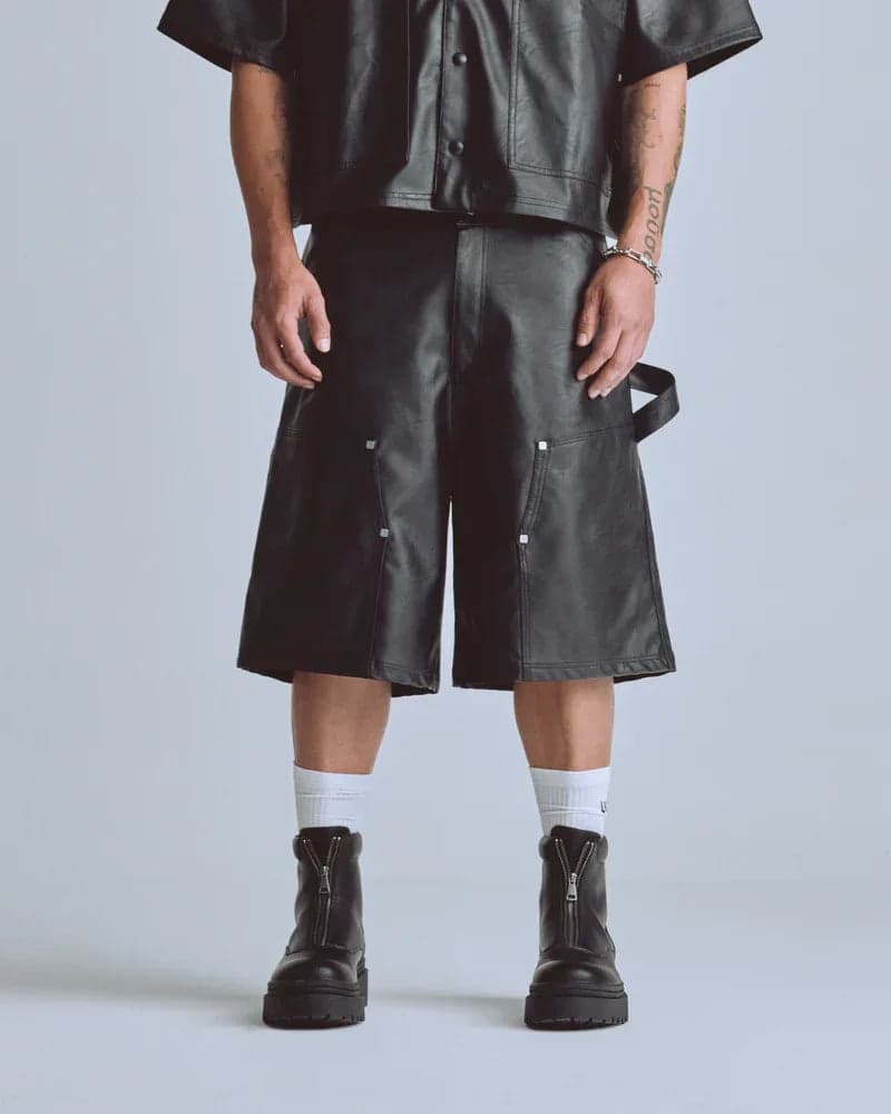 Short Men Undergold Capsule Pleather Black